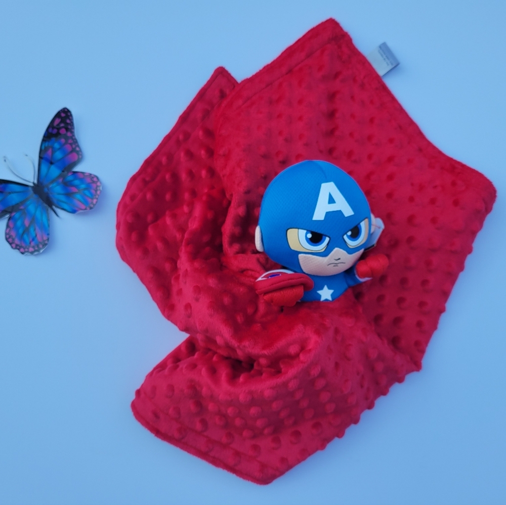 Lovey Captain America Plush Security Blanket 20x20